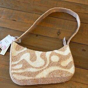VIRAL Tan Spiral Beaded Bag